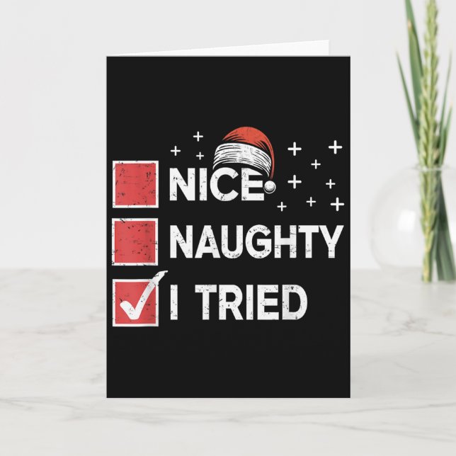 Carte Merry Christmas Nice Naughty I Tried Christmas Lis (Devant)