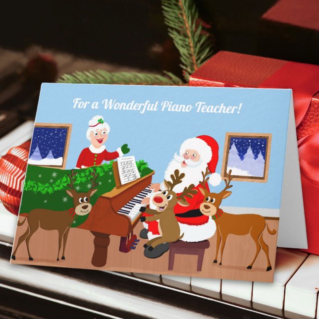 Carte Merry Christmas Santa as Piano Teacher Teaching (Créateur téléchargé)