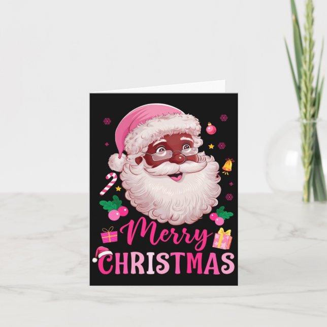 Carte Merry Christmas Santa Claus Black Afro African Ame (Devant)