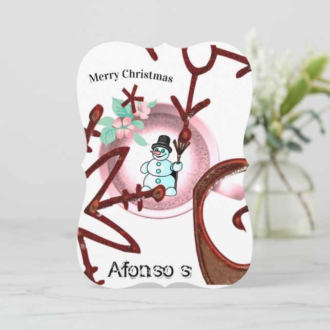 Carte Merry Christmas Santa Snowman Flat Greeting Card (Debout devant)