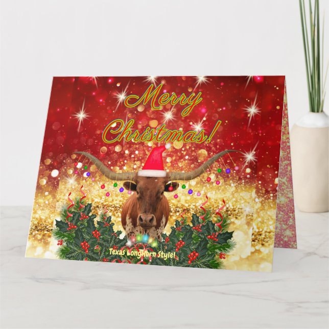 Carte MERRY CHRISTMAS Texas LongHorn Style! (Devant)