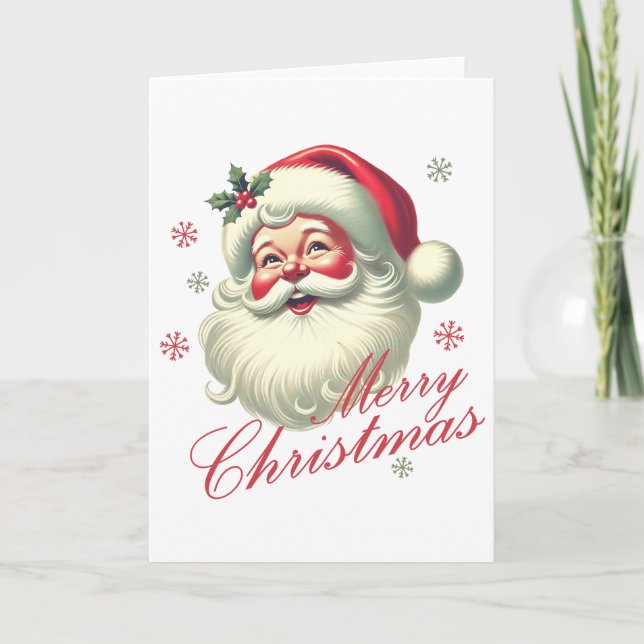 Carte Merry Christmas with Santa - vintage christmas (Devant)