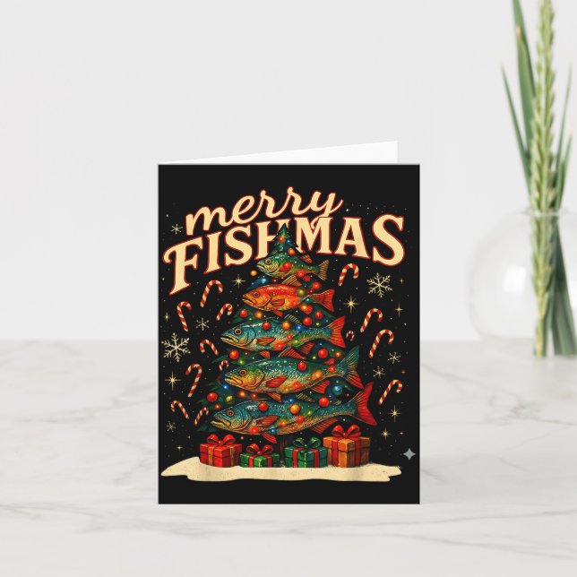 Carte Merry Fishmas Funny Fishing Christmas Design  (Devant)