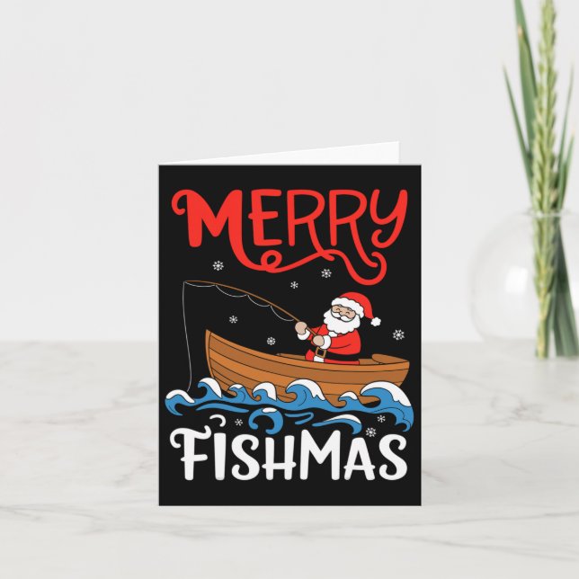 Carte Merry Fishmas Funny Noël Père Noël Pêche (Devant)