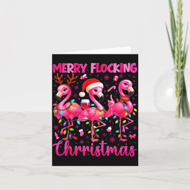 Carte Merry Flocking Christmas Flamingo Drink Pjs Xmas M (Devant)