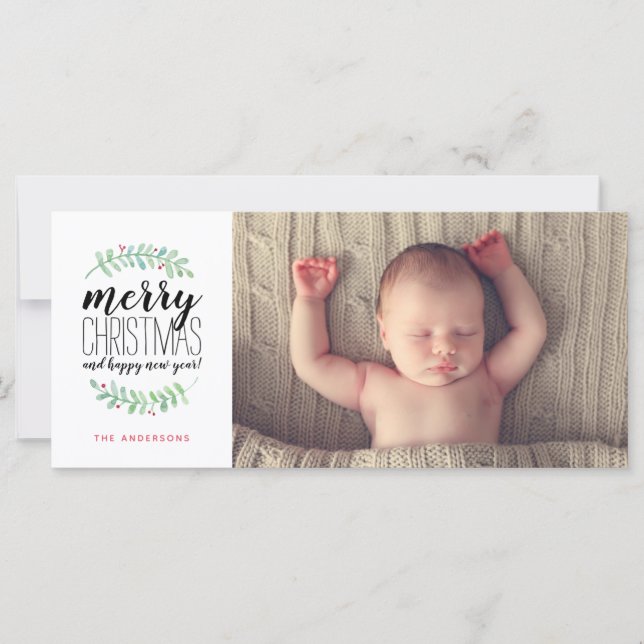 Carte Merry Garland Photo de Noël de Noël (Devant)