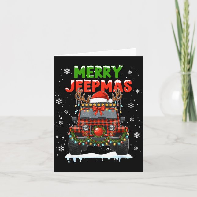 Carte Merry Jeepmas Ugly Light Reindeer Christmas Funny  (Devant)