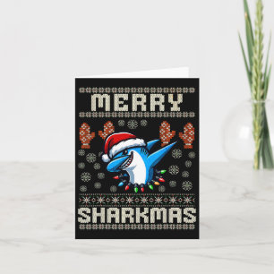 Carte Merry Sharkmas Shark Christma Ugly Xmas Kids Shark