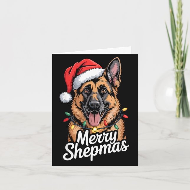 Carte Merry Shepmas German Shepherd Christmas Lights Hum (Devant)
