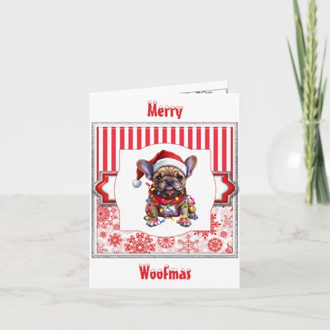 Carte Merry Woofmas Français Bulldog Salutation (Devant)