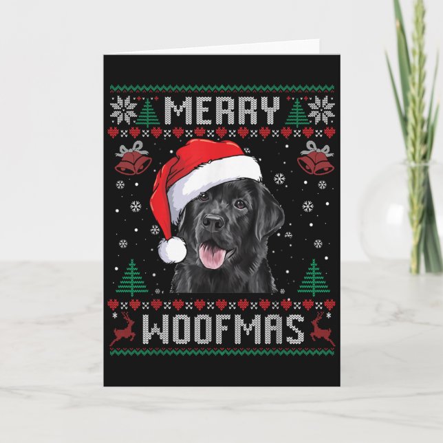 Carte Merry Woofmas Ugly Sweater Black Lab Labrador Chri (Devant)