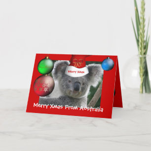 Carte Merry Xmas Australie Casquette Koala