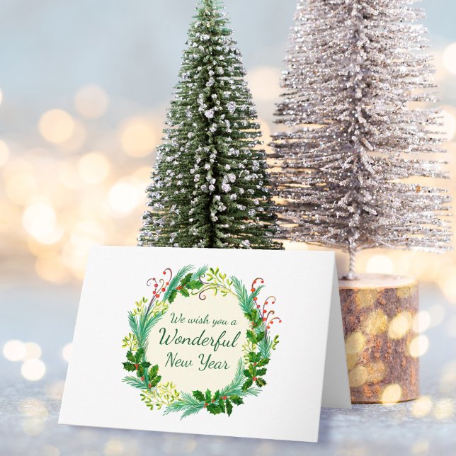 Carte Merveilleuse couronne de Nouvel An simple et éléga (Créateur téléchargé)