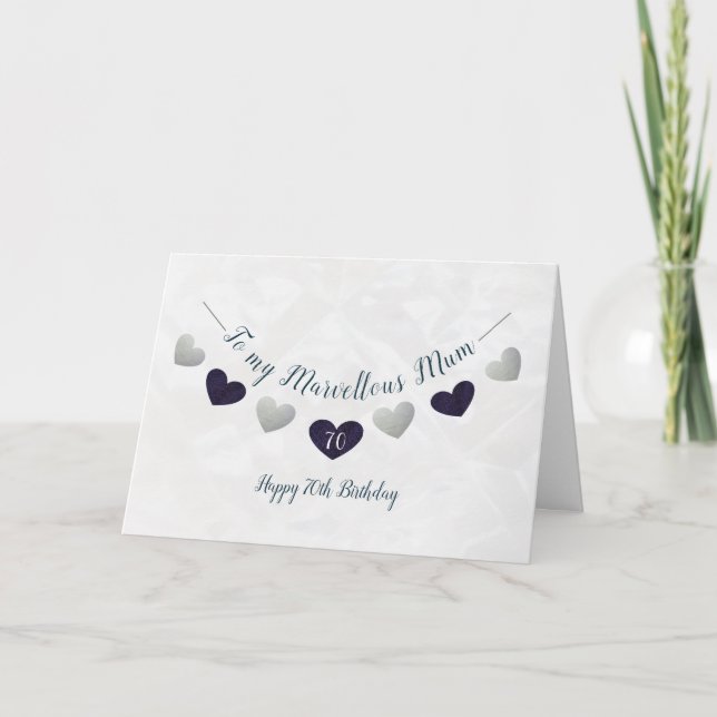 Carte Merveilleuse maman 70e anniversaire bunting & cris (Devant)