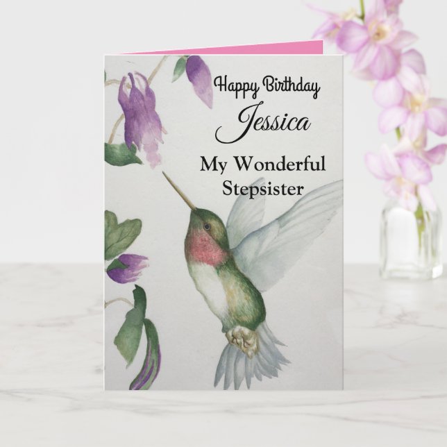Carte Merveilleuse Stepsoeur Joyeux Colibri d'anniversai (Orchidée)