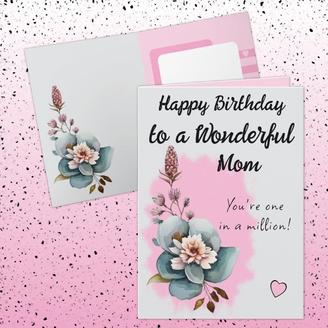 Carte Merveilleux anniversaire fleuri rose maman (Créateur téléchargé)