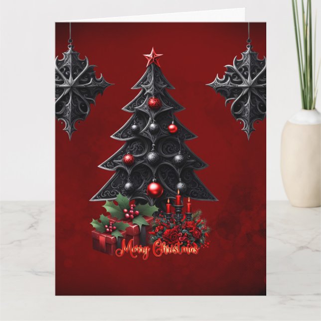 Carte merveilleux arbre gothique de noël (Devant)