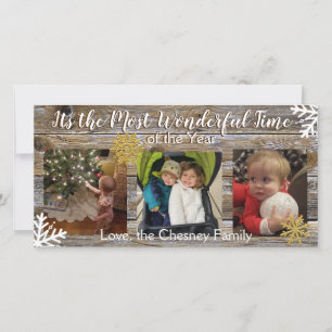 Carte Merveilleux temps de l'année Snowflakes et bois