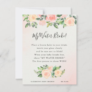 Carte Mes eaux ont cassé   Jeu de Baby Shower