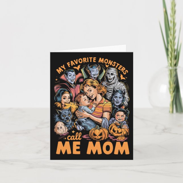 Carte Mes monstres préférés m'appellent maman pour drôle (Devant)
