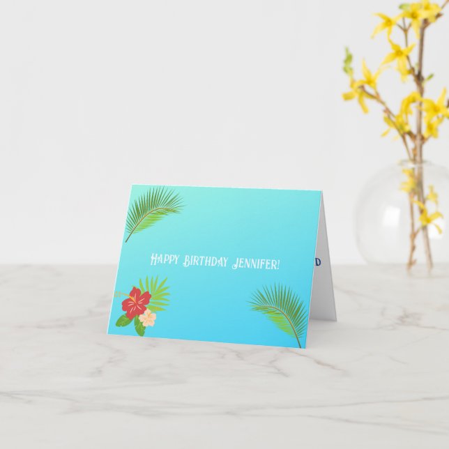 Carte Message d'accueil personnalisable Évasion de l'île (Fleur jaune)