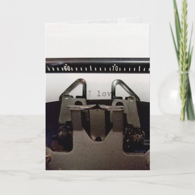 Carte message d'amour sur machine à écrire rétro (Devant)