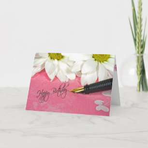 Carte Message d'anniversaire du stylo de fontaine