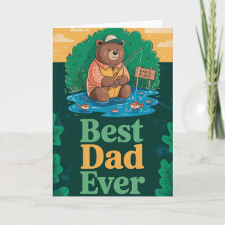 Carte Message de la fête des pères avec un ours mignon p