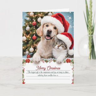 Carte Message de Noël personnalisé pour chat et chien