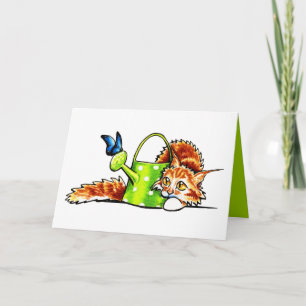 Carte Message personnalisé Cute Orange Chat