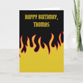 Carte Message personnalisé Flames d'incendie jaune, roug