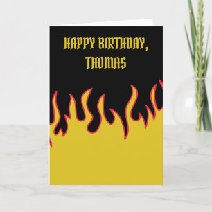 Carte Message personnalisé Flames d'incendie jaune, roug