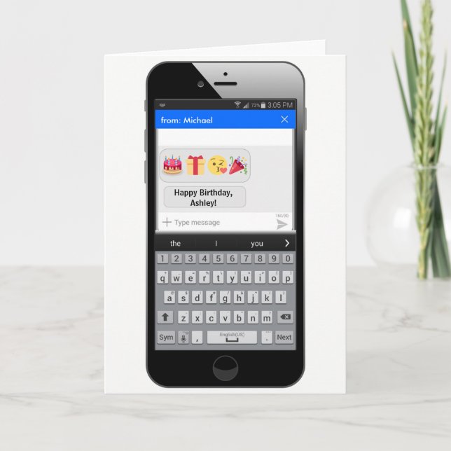 Carte Message textuel de téléphone - joyeux anniversaire (Devant)
