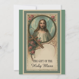 Carte Messe catholique offrant le Sacré Coeur