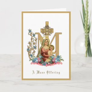 Carte Messe catholique offrant Vierge Marie Jésus