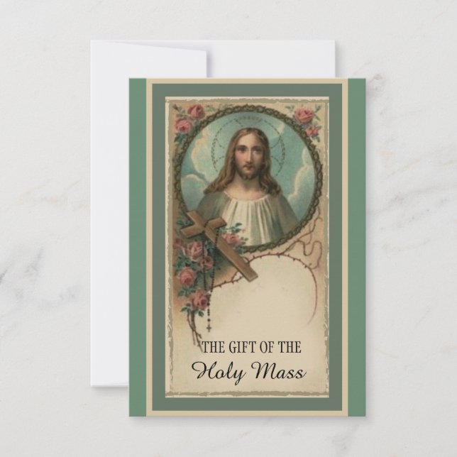 Carte Messe Catholique Traditionnelle Offrant Le Coeur S (Devant)