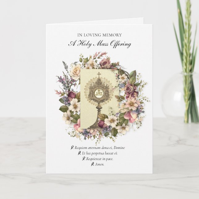 Carte Messe de sympathie catholique offrant l'Eucharisti (Devant)