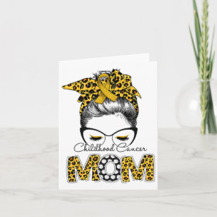 Carte Messy Bun Cancer de l'Enfance Maman Leopard Sensib