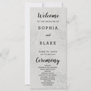 Carte Metallic Light Silver and Floral Wedding Program