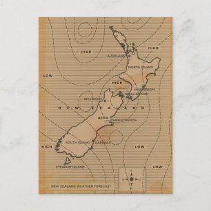 Carte météo vintage de Nouvelle-Zélande