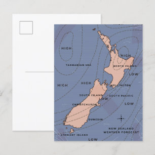 carte météo vintage de Nouvelle-Zélande