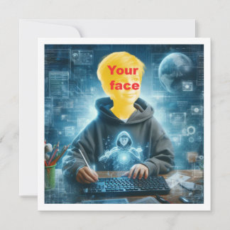 Carte Mets mon visage dans l'image, amateur d'ordinateur
