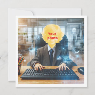 Carte Mets mon visage dans l'image, amateur d'ordinateur