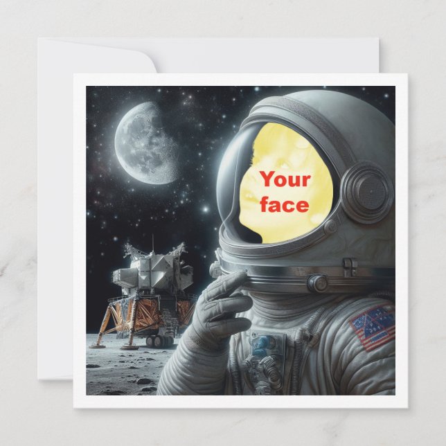 Carte Mets mon visage dans l'image, astronaute, voiture  (Devant)