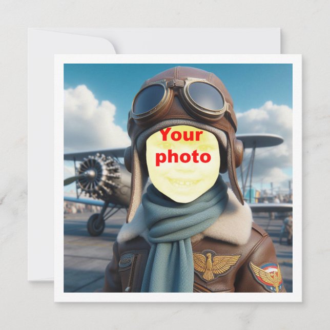 Carte Mets mon visage dans l'image, avion en vol, pilote (Devant)