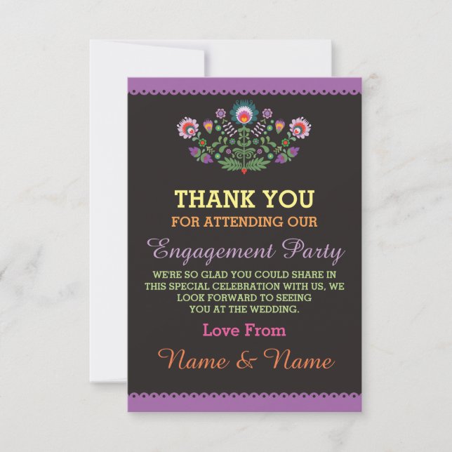 Carte mexicaine violette de mariage merci Fiesta (Devant)