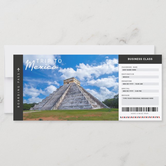 Carte Mexique Voyage Pass Voyage Vacances Ticket (Devant)