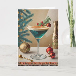 Carte Mi-Siècle Cocktail de Noël Fête Happy Hour