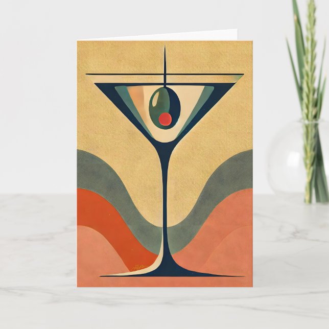 Carte Mi-siècle Moderne "vague de martini à l'olive pime (Devant)