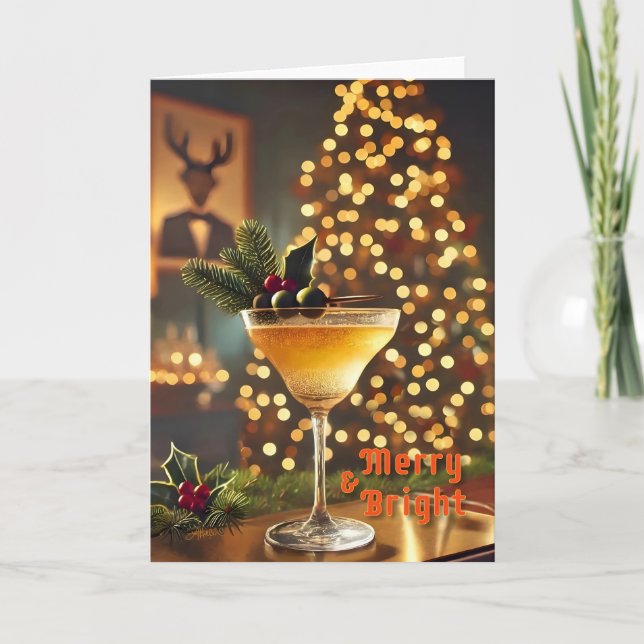Carte Mi-Siècle Noël Joyeux & Cocktail lumineux (Devant)